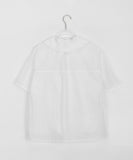 Ryuke nylon shirring collar short sleeve blouse