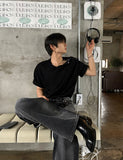 Open 5 button ribbed round knit short ver