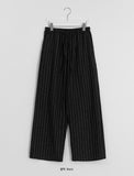[unisex] Mubone Summer Stripe Linen Banding Wide Pants