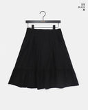 Toddy Pintuck Lace Flare Back Banding Midi Skirt