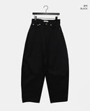 Bifu Embroidery Adjust Balloon Fit Wide Cotton Long Pants