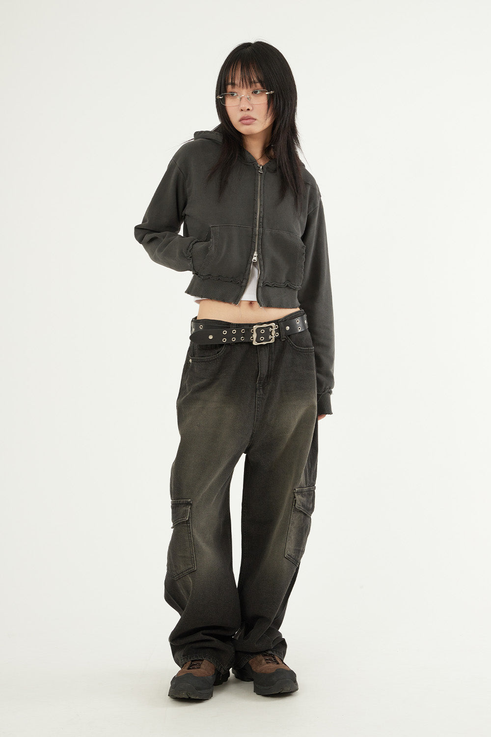 【Raucohouse】Slash knee cargo wide denim pants Raucohouse(ラウコハウス) - スラッシュニーカーゴワイドデニム
