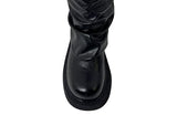 Hapa Leather Warmer Buckle Platform Sole Long Boots