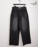 [MADE] Volkin Back Point Vizo Washing Long Wide Dark Denim Pants