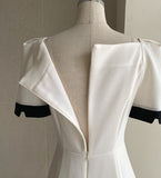 Lene Color Matching Ribbon Puff Tweed Mini One Piece