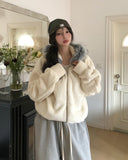 Fame Fleece Raccoon Fur Hooded Zip-Up