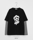 Tenshima Flower Stripe Layered Over Long Sleeve Tee