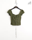 Tabl Green Corset Two-Way Off-Shoulder Short-Sleeve Blouse