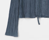 Rumi wrinkle see-through ribbon cardigan