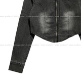 Beto Washing Cut Crop Denim Set Jacket