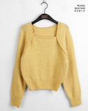 Momi Bolero Square Neck Long Sleeve Knit