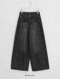 Rember Brushed Pintuck Washing Denim Wide Pants
