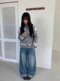 Andy Roll-Up Wide Washing Denim Pants