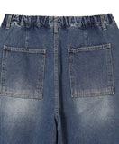 Puffer balloon half-banding denim pants
