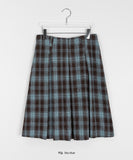 Tamoni wool check pleated midi skirt