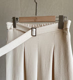 [Two-piece set] Rubia PintuckSleeveless Blouse Belt Wide Pants
