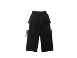 Kaze Nylon Pocket Wide Frill Skirt Pants