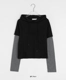 Kichiya Stripe Layered Crop Hoodie