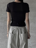 Tube top layered short sleeve T-shirt