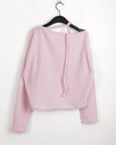 Clan Ribbon Strap Brushed Off Shoulder T-Shirt