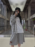 Mild Overfit Hooded Checkered Shirt