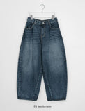 [unisex] Crion Washed Denim Banding Balloon Wide Pants