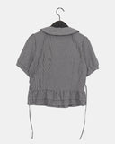 Saon Round Collar Frill Puff Blouse