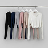 Modal Blend Material V-neck Long Sleeve Cardigan