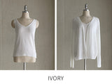 Chevin V-Neck Sleeveless Knit Cardigan Set