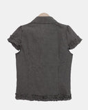 Delda check short-sleeve blouse