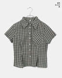 Ascend Check Collar Pin Tuck Shirt