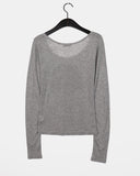 Kiving See-Through U-Neck Cosmos Flower Long Sleeve T-Shirt