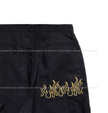 Flame embroidery carpenter pants