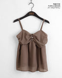 [MADE] Ferran chiffon shirring button sleeveless blouse