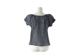 Epu Check Short Sleeve Seersucker Blouse