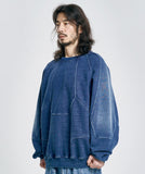 Paneled Denim Sweatshirt
