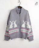 [Wool 10] Bernese rabbit knit zip-up cardigan