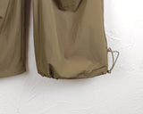 Carburn incision pocket key ring pintuck shirring two-way long wide jogger pants