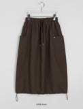 Leaki Nylon String Banding Cargo Long Skirt