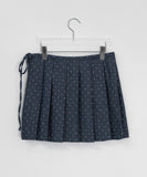 [BAONHAUS] Dendoru Ribbon Dot Raw Denim Pleats Wrap Skirt