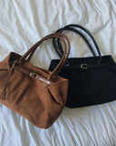 Shapin Suede Leather Combi Shoulder Bag