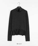 Landa stripe frill neck polar tee