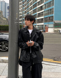 Milut leather two-way jacket