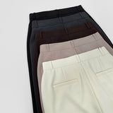 Hidden Banding Pin Tuck Long Boot Cut Span Slacks Pants