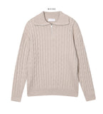 Cable pullover half zip-up knit