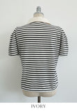 Heden Open Collar Stripe Puff Short Sleeve T-shirt