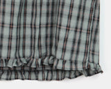 Onnit Check Square Neck Mini Short Sleeve Blouse