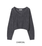 Bare Cable V-Neck Crop Knit