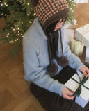 Gicle loose fit half zip-up boucle knit