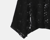 Dome lace see-through unbalanced layered midi skirt